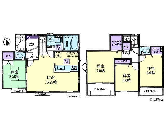 Floor plan. (1 Building), Price 36,800,000 yen, 4LDK, Land area 99.19 sq m , Building area 91.08 sq m
