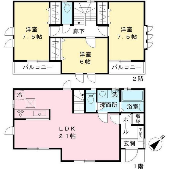 Floor plan. 43,800,000 yen, 3LDK, Land area 120.93 sq m , Building area 96.39 sq m
