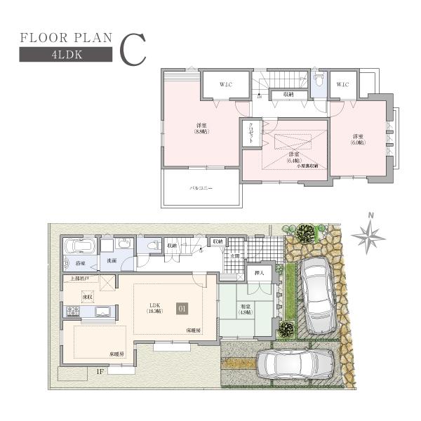 Floor plan. (C Building), Price 46,800,000 yen, 4LDK, Land area 124.81 sq m , Building area 106.46 sq m