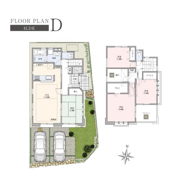 Floor plan. (D), Price 52,800,000 yen, 4LDK+S, Land area 130 sq m , Building area 109.62 sq m