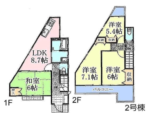 Floor plan. 36.5 million yen, 4LDK, Land area 100.04 sq m , Building area 81.32 sq m Hino Osakaue 2-chome, floor plan Building 2