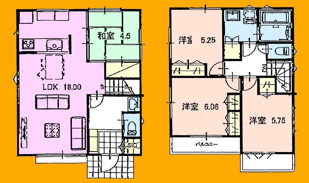 Floor plan. Price 39,800,000 yen, 4LDK, Land area 123.88 sq m , Building area 95.01 sq m