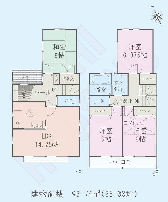 Floor plan. (F Building), Price 38,800,000 yen, 4LDK, Land area 132.98 sq m , Building area 92.74 sq m
