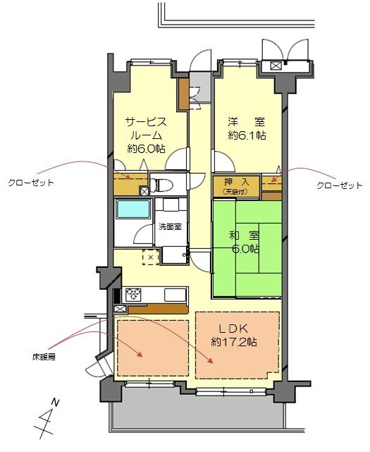 Floor plan. 2LDK + S (storeroom), Price 21 million yen, Occupied area 75.24 sq m , Balcony area 10.1 sq m
