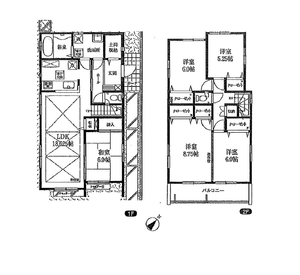 Floor plan. (1 Building), Price 57,800,000 yen, 5LDK, Land area 249 sq m , Building area 122.13 sq m