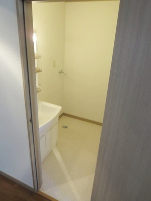 Washroom. Washing machine in the room