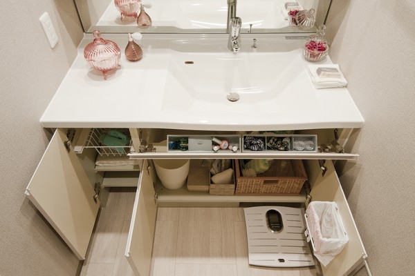 Storage space is enhanced in the under wash bowl. Convenient to organize and detergent