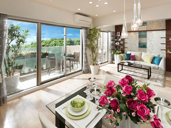 Interior.  [living ・ dining room] The <duo Hills Hino Tama> was prepared in this land, Family deepen healthy to live with nature's bounty, Bright and airy living. (In fact in a composite of view photo of the corresponding 3-floor local and slightly different)