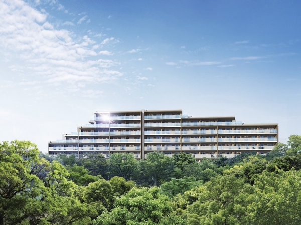 Shared facilities.  [Exterior - Rendering] <Duo Hills Hino Tama> is continuously taking advantage of the warmth of glass and natural materials in appearance, And wood leakage yang spill from the clearance of trees, It expressed the sparkle of the creek that flows to the south side of the site. Its appearance is, It reflects the sunshine to change the ever-tint of the day, It portrays a beautiful look as though melted together in nature and one.