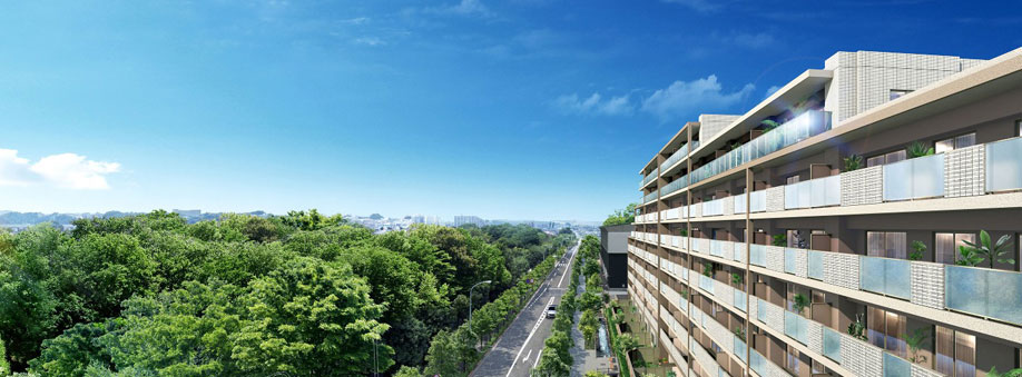 Mansion full of moisture that birth is nestled in the green of the vast park (Rendering CG)