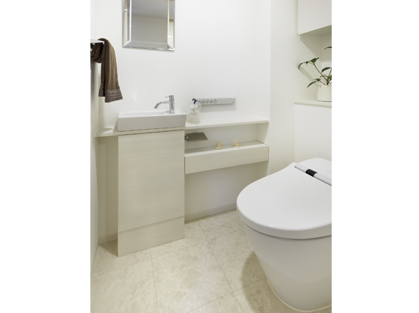  [toilet] Convenient with handwashing counter. Neat also look at the tankless toilet