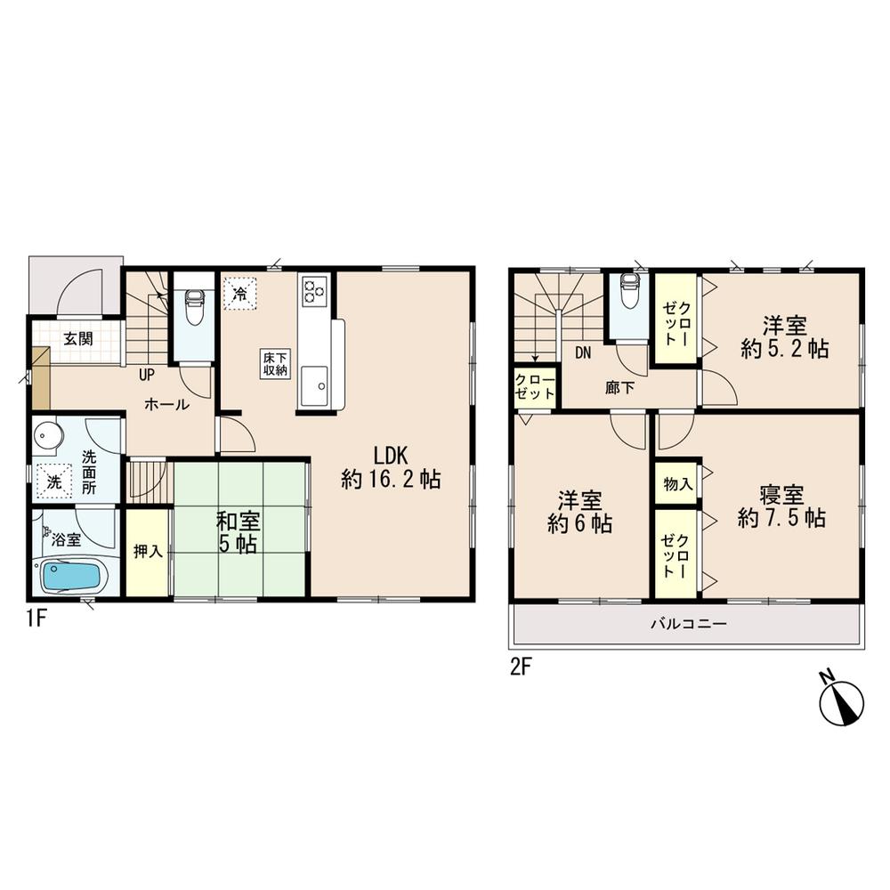 Floor plan. 37,600,000 yen, 4LDK, Land area 180.93 sq m , It is a building area of 94.76 sq m 4LDK face-to-face kitchen.
