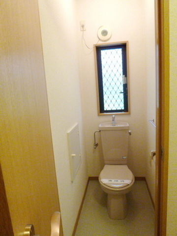 Toilet. There is a window in the toilet, Bright toilet because the light is more enter