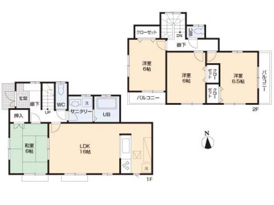 Floor plan. 33,800,000 yen, 4LDK, Land area 133.43 sq m , Building area 96.05 sq m floor plan