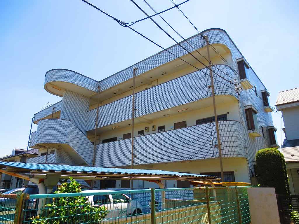 Building appearance. Bicycle parking space is covered