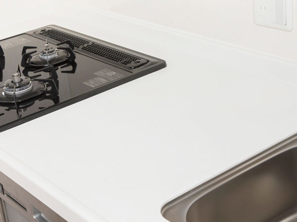 Kitchen.  [Artificial marble work top] Excellent heat resistance, Artificial marble work top. Is a beautiful design is also to usual care is also a simple look. (Same specifications)