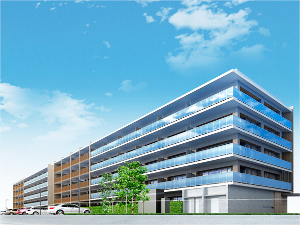 Features of the building.  [Exterior - Rendering] Taking advantage of the south-facing wide grounds shape, In two buildings the configuration of the "East Colina", "West Colina". Also we have extended sunshine and breathability to the lower floors by allowing each of the greatly set back from the site south. Also, Due out frame design and storage of ingenuity, We created a spacious and functional living space.