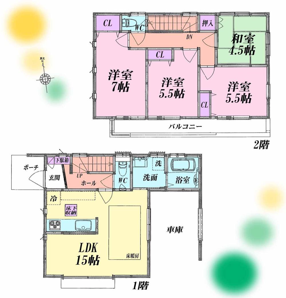 Floor plan. (3 Building), Price 36,800,000 yen, 4LDK, Land area 87.12 sq m , Building area 99.63 sq m
