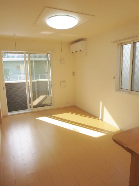 Living and room. Two-sided lighting bright living