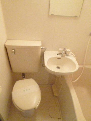 Toilet. It is with a wash basin