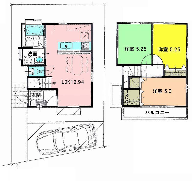 Floor plan. 20,900,000 yen, 3LDK, Land area 81.12 sq m , Building area 64.88 sq m