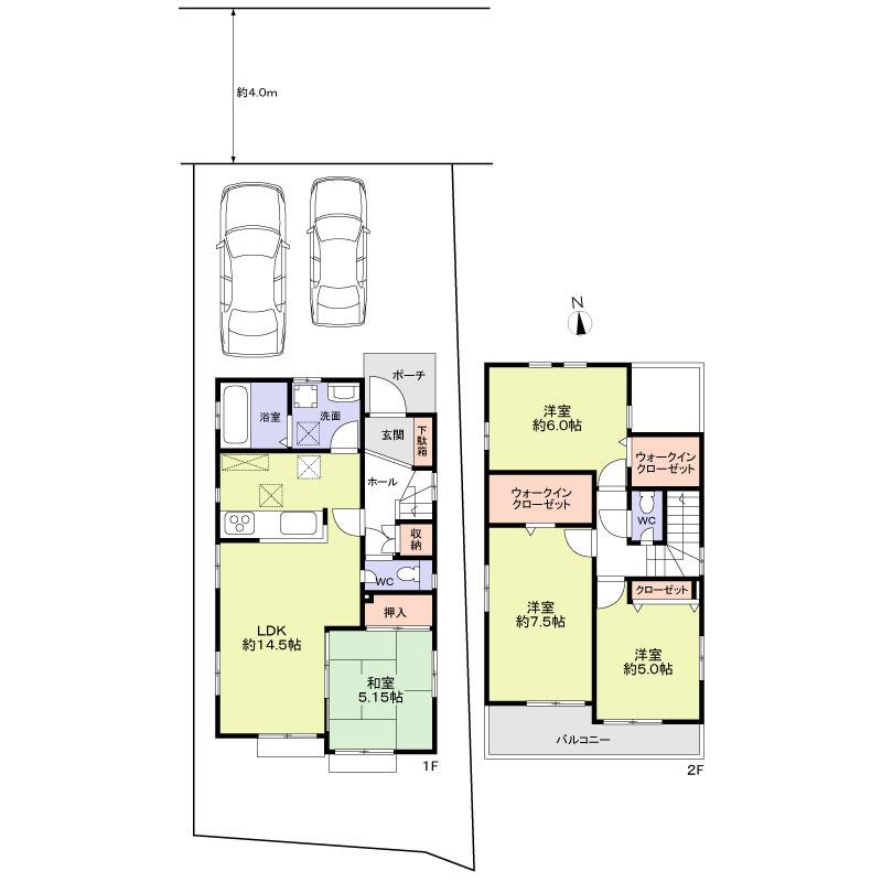 Floor plan. 39,800,000 yen, 4LDK, Land area 122.9 sq m , Building area 94.25 sq m