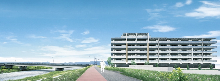 Exterior CG is actually a somewhat different in those drawn on the basis of the drawings of the planning stage. Also various equipment and peripheral building ・ Utility pole ・ Overhead line ・ Road signs, etc., it has some omitted or simplified. Planting is not intended to show the status of particular season, It does not grow to about Rendering at the time of completion. Also tree species are subject to change.