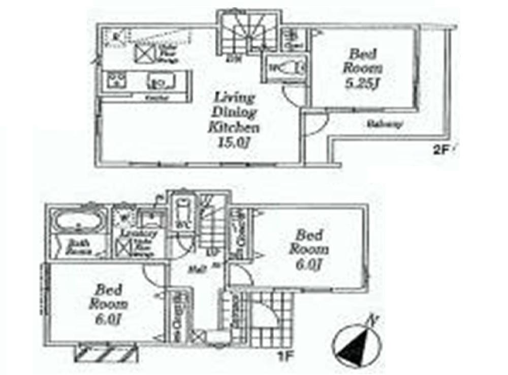 Floor plan. (1 Building), Price 27.3 million yen, 3LDK, Land area 93.96 sq m , Building area 75.12 sq m