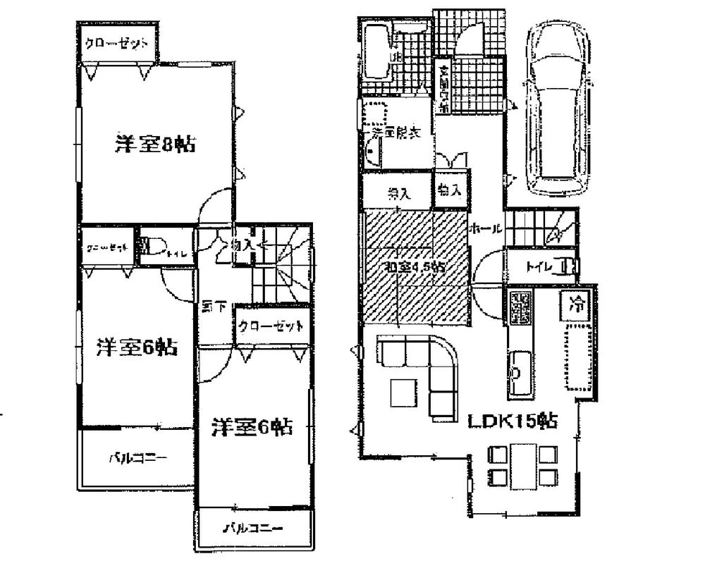 Floor plan. (A Building), Price 45,900,000 yen, 4LDK, Land area 105.54 sq m , Building area 96.88 sq m