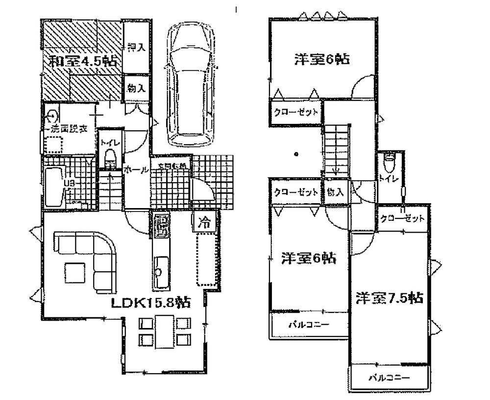 Floor plan. (B Building), Price 45,900,000 yen, 4LDK, Land area 105.54 sq m , Building area 98.12 sq m