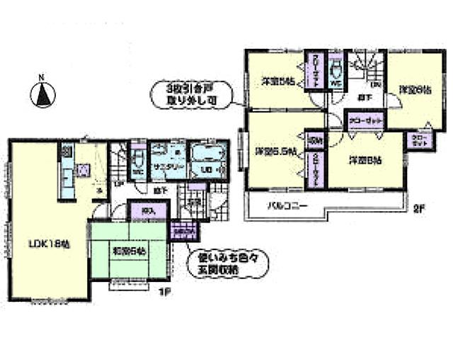 Floor plan. (3 Building), Price 39,800,000 yen, 5LDK, Land area 130.75 sq m , Building area 113.44 sq m