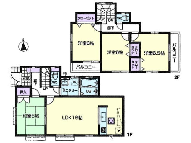 Floor plan. (4 Building), Price 33,800,000 yen, 4LDK, Land area 133.43 sq m , Building area 96.05 sq m