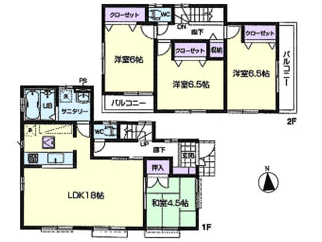 Floor plan. (5 Building), Price 32,800,000 yen, 4LDK, Land area 143.91 sq m , Building area 98.95 sq m