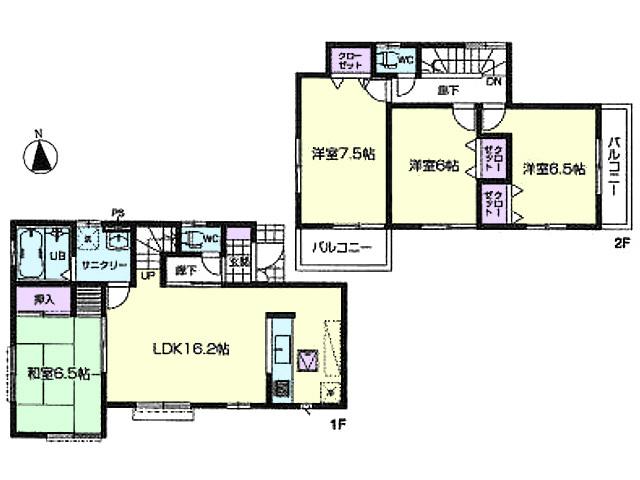 Floor plan. (7 Building), Price 37,800,000 yen, 4LDK, Land area 130.33 sq m , Building area 96.05 sq m