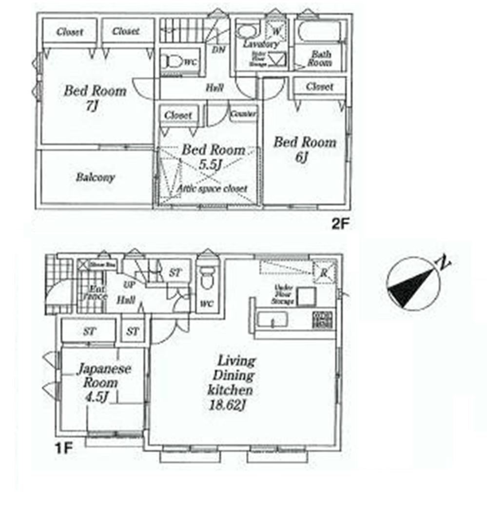 Floor plan. (1 Building), Price 41,800,000 yen, 4LDK, Land area 120 sq m , Building area 96.79 sq m