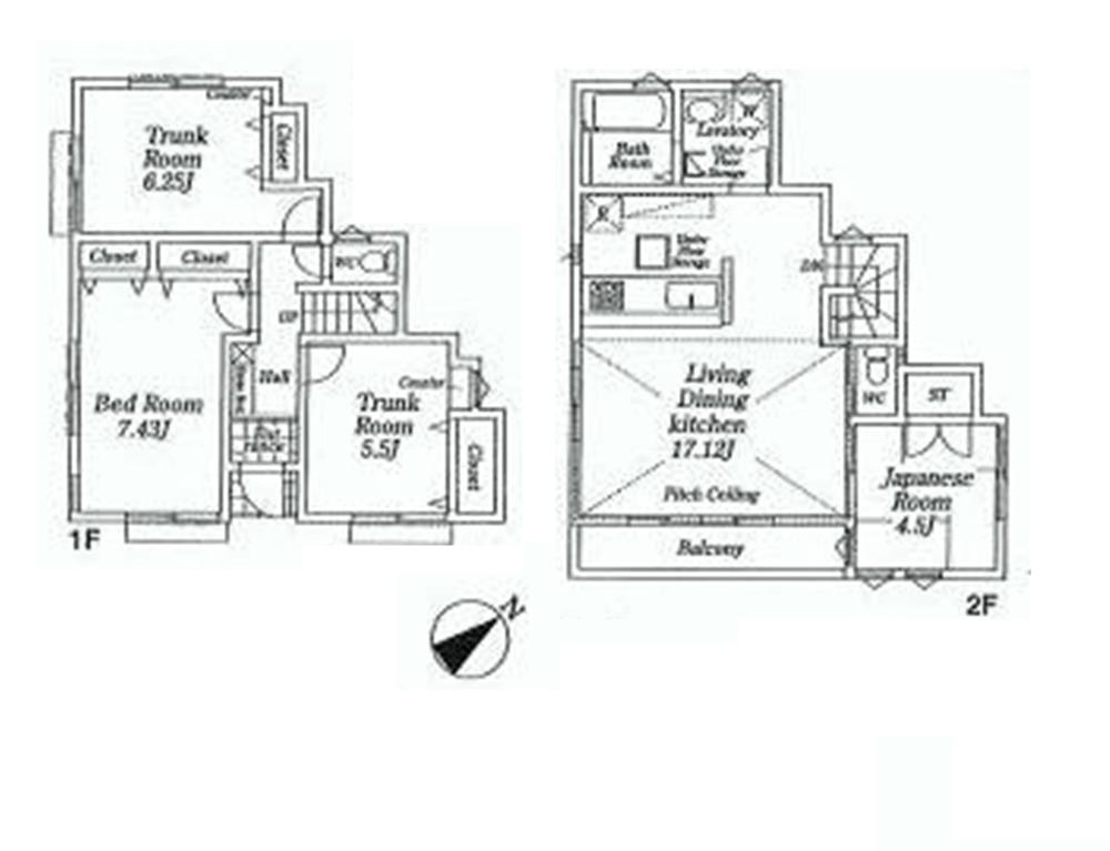 Floor plan. (Building 2), Price 38,800,000 yen, 2LDK+2S, Land area 124.01 sq m , Building area 90.11 sq m