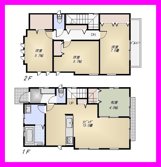 Floor plan. (D Building), Price 39,300,000 yen, 4LDK, Land area 114.49 sq m , Building area 91.13 sq m