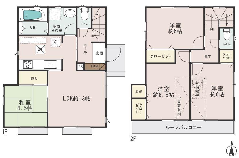 Floor plan. (1 Building), Price 29,800,000 yen, 4LDK, Land area 114.71 sq m , Building area 86.52 sq m
