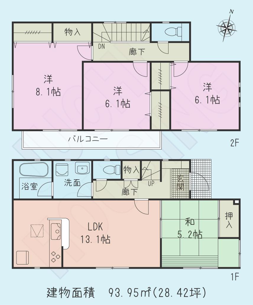 Floor plan. (3 Building), Price 35,800,000 yen, 4LDK, Land area 154.81 sq m , Building area 93.95 sq m