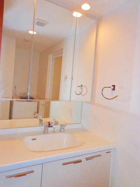 Wash basin, toilet. Wash basin of happy with Kids mirror