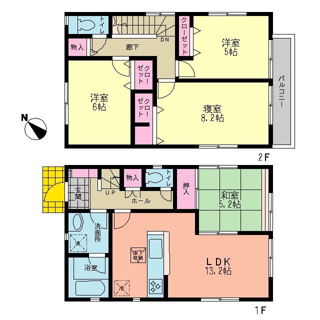 Floor plan. (3 Building), Price 31,800,000 yen, 4LDK, Land area 126.89 sq m , Building area 92.34 sq m