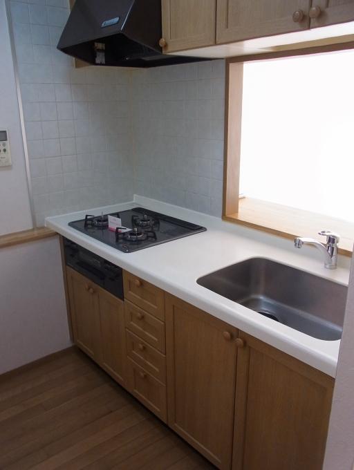 Kitchen. System kitchen, 3-burner stove is equipped with grill. Housing wealth.