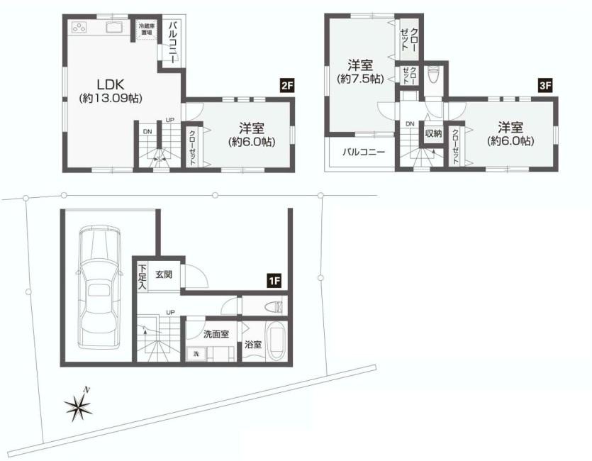 Floor plan. 34,800,000 yen, 3LDK, Land area 91.12 sq m , Building area 105.56 sq m