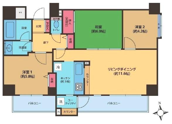 Floor plan. 3LDK, Price 33,300,000 yen, Occupied area 67.18 sq m , Balcony area 11.19 sq m