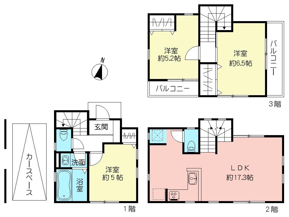 Floor plan. 40,800,000 yen, 3LDK, Land area 50.97 sq m , Building area 90.71 sq m