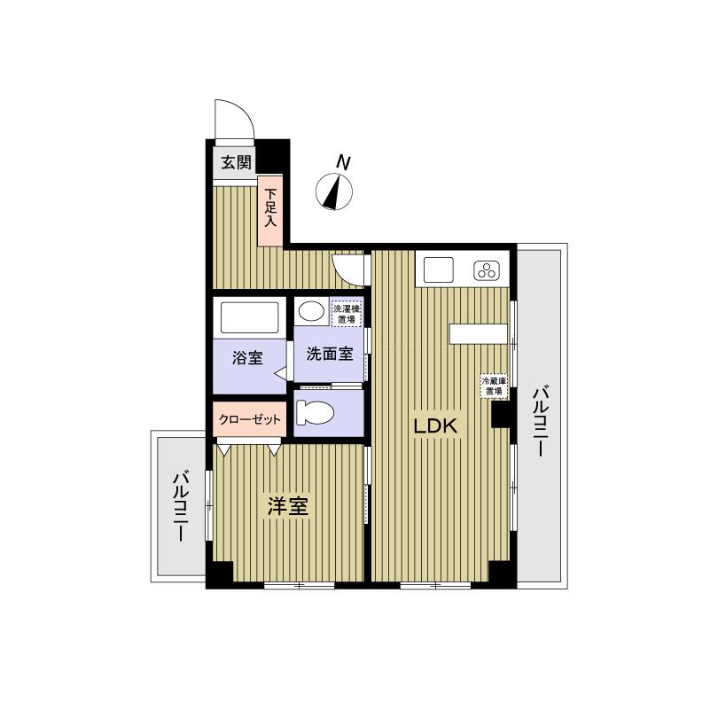 Floor plan. 1LDK, Price 13.8 million yen, Occupied area 36.63 sq m , Balcony area 9.48 sq m