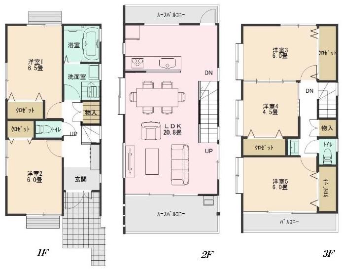 Floor plan. (B Building), Price 57,800,000 yen, 5LDK, Land area 121.28 sq m , Building area 122.76 sq m