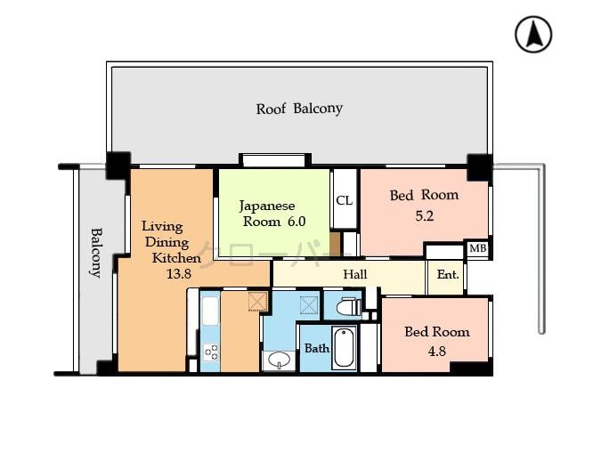 Floor plan. 3LDK, Price 24,800,000 yen, Occupied area 65.34 sq m , Balcony area 9.91 sq m