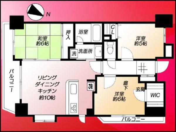 Floor plan. 3LDK, Price 33,900,000 yen, Occupied area 65.57 sq m