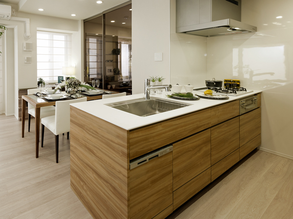 Kitchen.  [Kitchen] Spacious open kitchen work space is secured. Here housework in is a fun time.